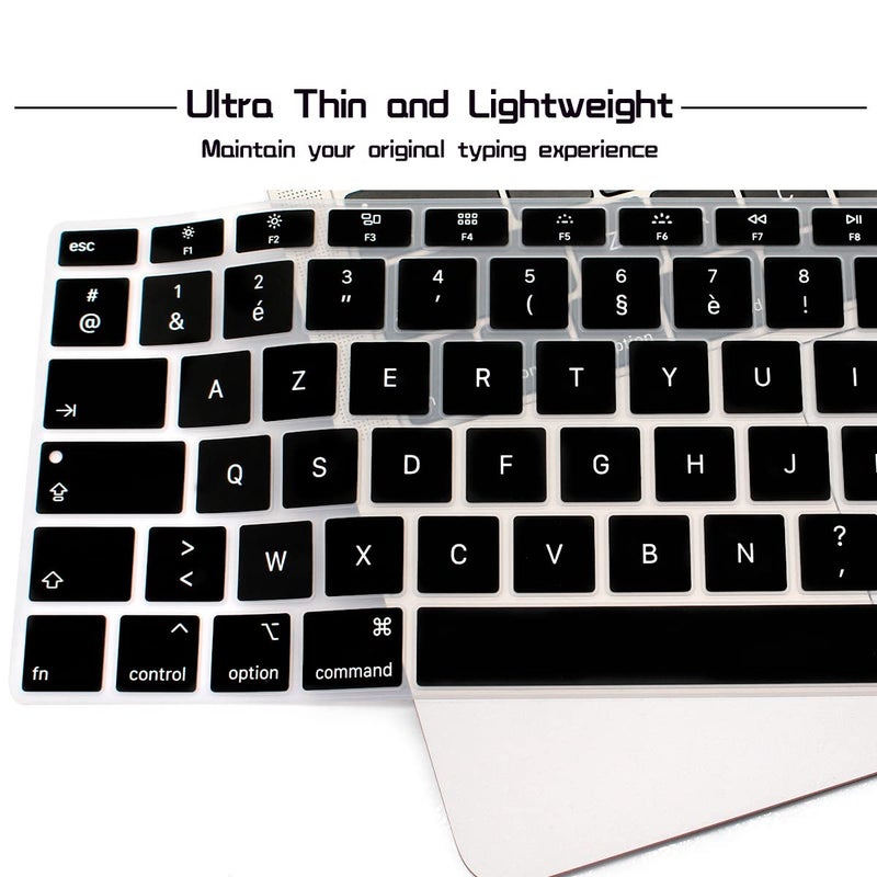 HRH French AZERTY Language Silicone Keyboard Cover Skin for MacBook Air 13 Inch 2018 Release A1932 with Retina Display and Touch ID,European Layout - Image 3